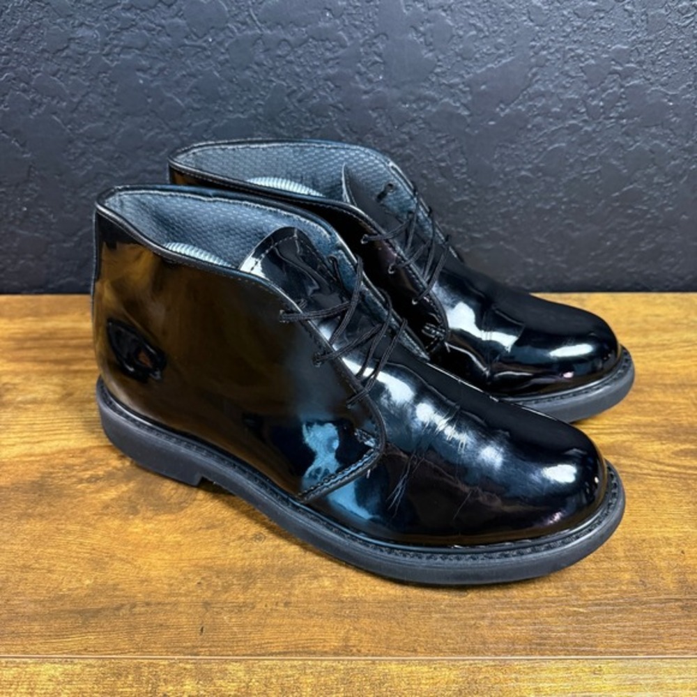 Bates Lites 00022‎ Black High Gloss Man Made Chukka Boots Mens 9D